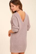 Lulus | Bringing Sexy Back Mauve Backless Sweater Dress | Size X-small | Purple