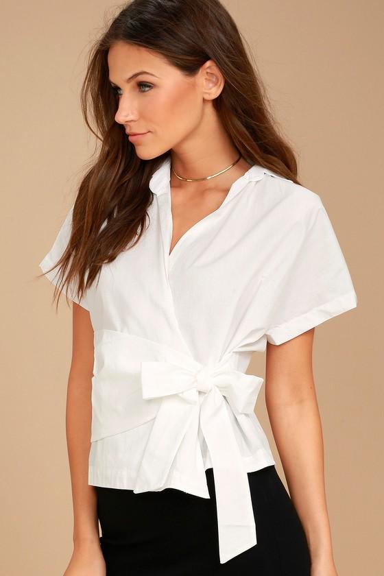 Lush Sure Thing White Wrap Top | Lulus