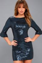 Lulus | Feel The Light Navy Blue Sequin Bodycon Dress | Size X-small | 100% Polyester