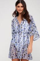 Sands And Sensibility Blue And White Leaf Print Cover-up | Lulus