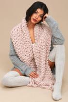 Lulus | All For Love Blush Pink Knit Scarf