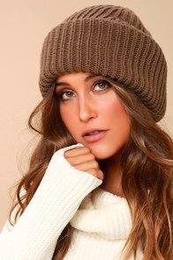 Lulus Near And Dear Taupe Knit Beanie