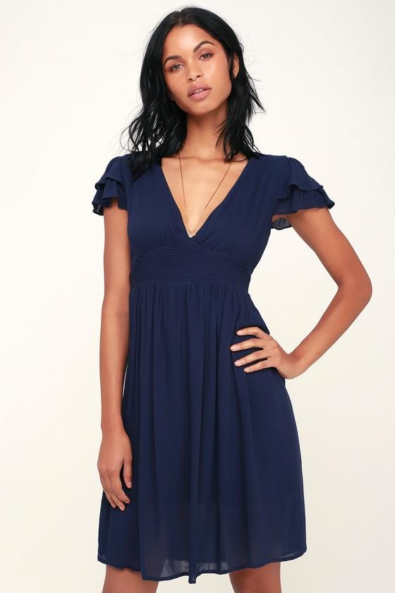 Gilli Amiga Navy Blue Short Sleeve Dress | Lulus