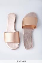 Tara Rose Gold Nappa Leather Slide Sandal Heels | Lulus