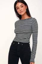 Amuse Society Nova Black And White Striped Cropped Sweater Top | Lulus