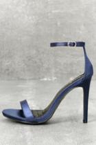 Loveliness Navy Blue Satin Ankle Strap Heels | Lulus
