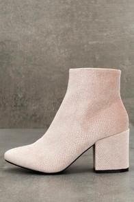 Machi Erma Blush Velvet Ankle Booties
