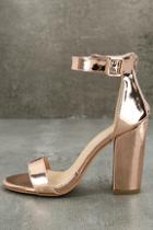 Jacobies Emalia Rose Gold Patent Ankle Strap Heels