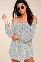 Into The Festival White Striped Off-the-shoulder Dress | Lulus