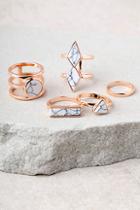Lulus Trend Topper White And Rose Gold Ring Set