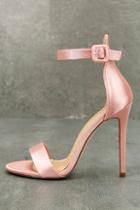Olivia Jaymes Charlize Blush Satin Ankle Strap Heels