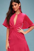 Keepsake No Love Fuchsia Knotted Midi Dress | Lulus