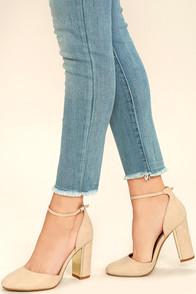 Lulus Laura Nude Suede Ankle Strap Heels