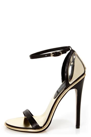 Mia Limited Edition Lenny Black & Gold Plated High Heel Sandals