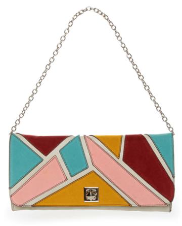 Shape-erone Ivory Color Block Clutch