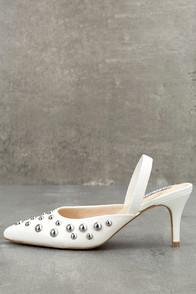 Steve Madden Meteor White Studded Slingback Kitten Heels
