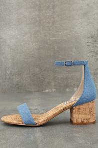 Steve Madden Irenee C Denim Cork Ankle Strap Heels