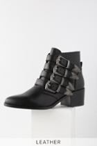 Steve Madden Billey Black Leather Belted Ankle Booties | Lulus