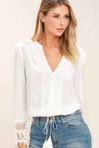 Re:named Bali Daydream White Lace Long Sleeve Top