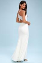 Love Story White Backless Lace Maxi Dress | Lulus