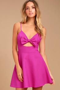 Lulus Better Bow-lieve It Magenta Skater Dress