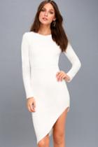 Adair White Long Sleeve Asymmetrical Bodycon Dress | Lulus