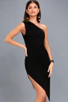 Love Like This Black One-shoulder Bodycon Midi Dress | Lulus
