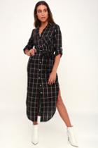 Lucy Love Monmartre Black Plaid Button-up Shirt Dress | Lulus
