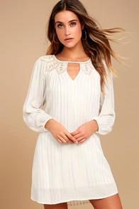 Amuse Society Amora Gold And Cream Embroidered Shift Dress