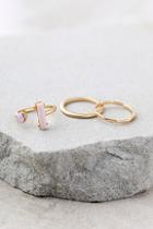 Lulus Head In The Clouds Gold And Pink Ring Set