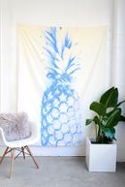 Deny Designs Blu Pineapple Cream And Blue Print Tapestry