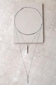 Lulus Sleek Peek Silver Layered Necklace