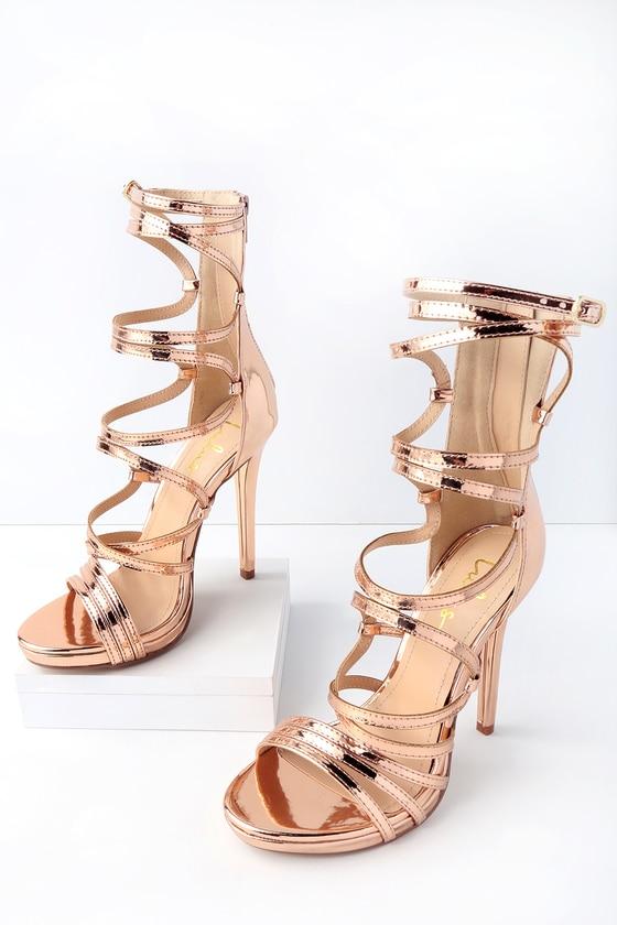 Marisa Rose Gold Caged Heels | Lulus