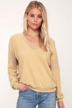 Project Social T Alsen Light Yellow V-neck Sweater Top | Lulus