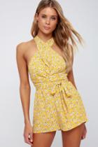 Versatile Style Yellow Floral Print Convertible Romper | Lulus