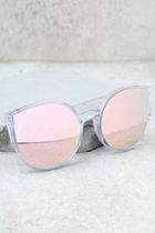 Lulus Calabasas Cutie Clear And Pink Mirrored Sunglasses