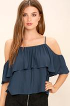 Lush Exquisite Beauty Washed Blue Top