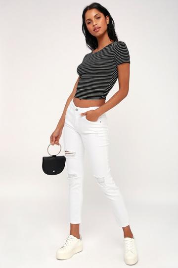 Eunina Mia White Distressed Skinny Jeans | Lulus