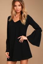 Far Wanderings Black Long Sleeve Shift Dress | Lulus
