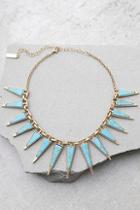 Lulus Modern Beginnings Gold And Turquoise Choker Necklace