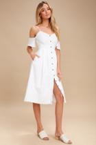 I've Got Love White Off-the-shoulder Midi Dress | Lulus