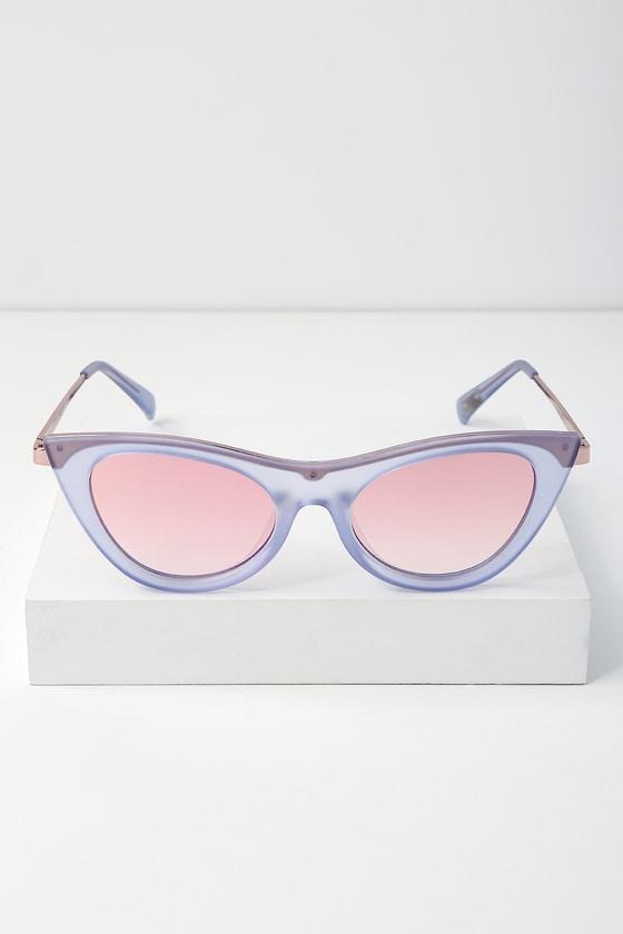 Le Specs Enchantress Matte Blue And Pink Mirrored Cat-eye Sunglasses | Lulus