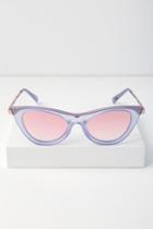 Le Specs Enchantress Matte Blue And Pink Mirrored Cat-eye Sunglasses | Lulus
