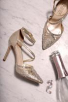 De Blossom Warren Champagne Rhinestone Ankle Strap Heels | Lulus