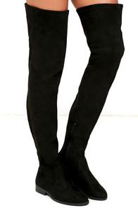 Lfl Rank Black Suede Thigh High Boots