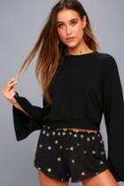 Chaser | Falling Stars Black Start Print Lounge Shorts | Size X-small | Lulus