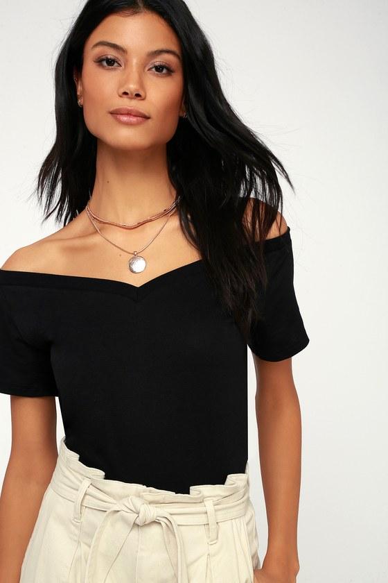Bostwick Black Off-the-shoulder Tee | Lulus