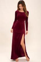 Solemio Besame Burgundy Velvet Long Sleeve Maxi Dress | Lulus