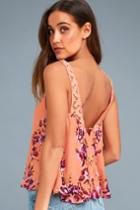 Free People Morning Rose Peach Floral Print Lace Cami | Lulus