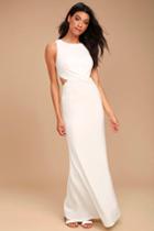 Lulus | Trista White Cutout Maxi Dress | Size Large | 100% Polyester